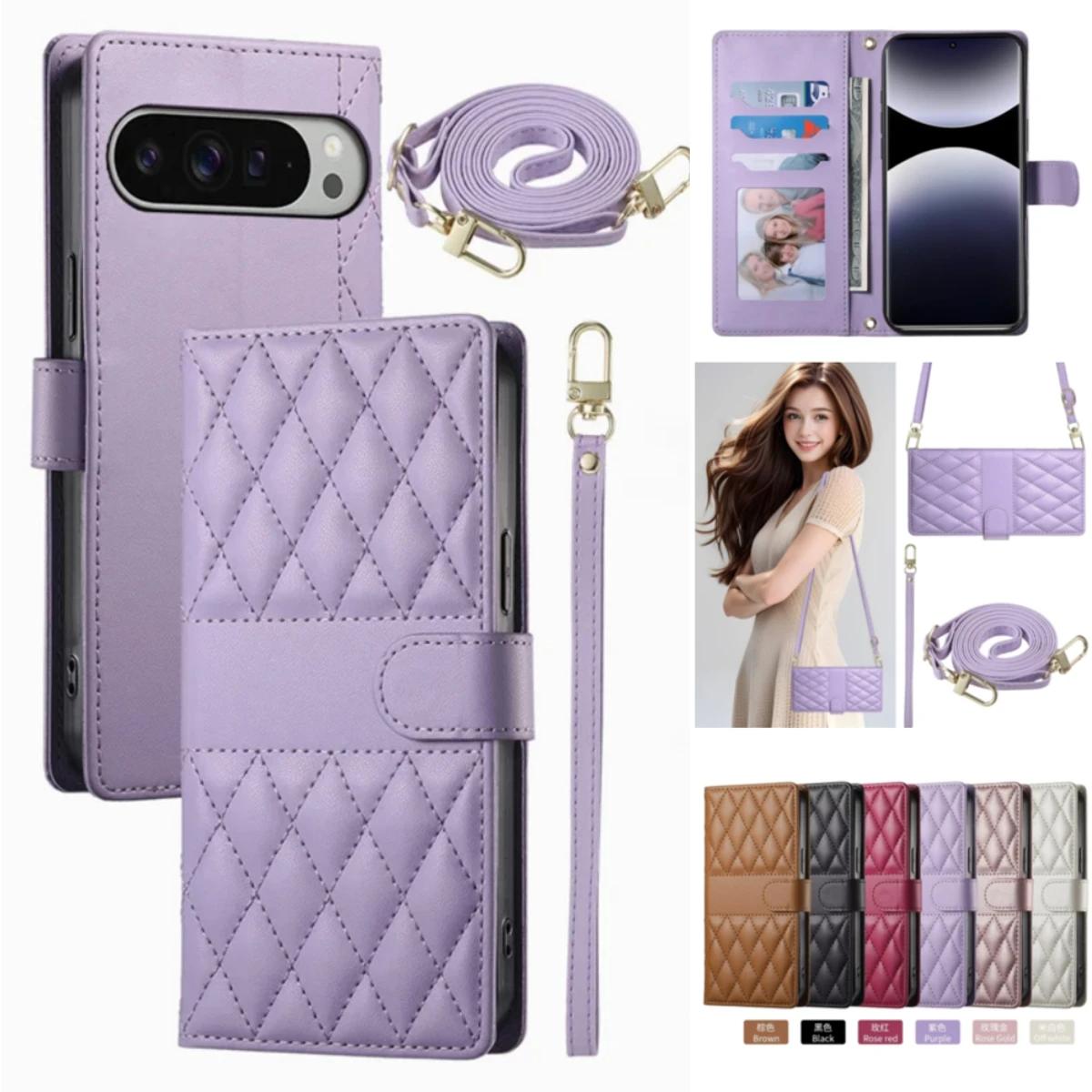 Phone Cases Australia - Long lanyard Flip Leather Case for