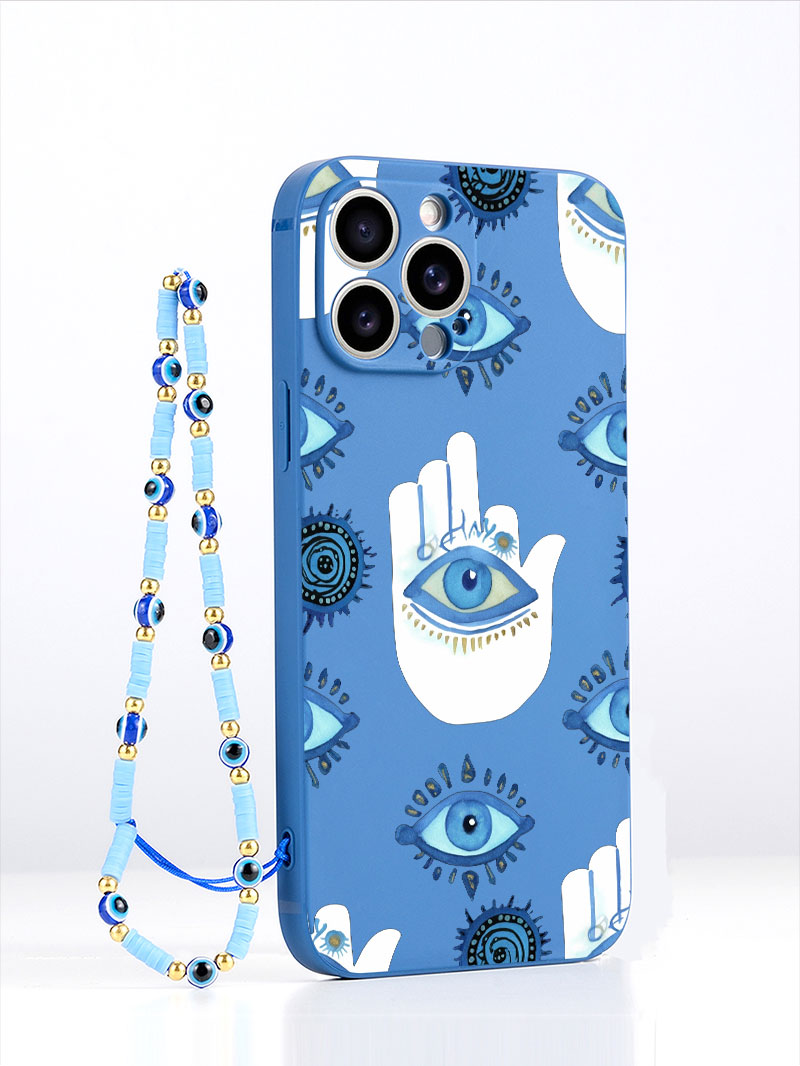 Phone Cases Classy - Luxury Liquid Silicone Blue Evil Eye