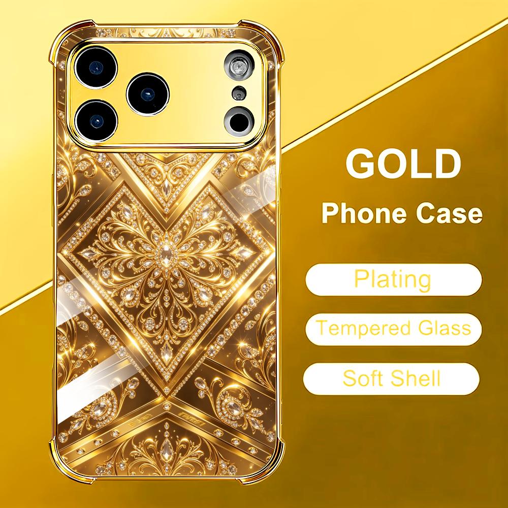 Phone Cases Rhode - Stylish Golden Baroque glass phone case