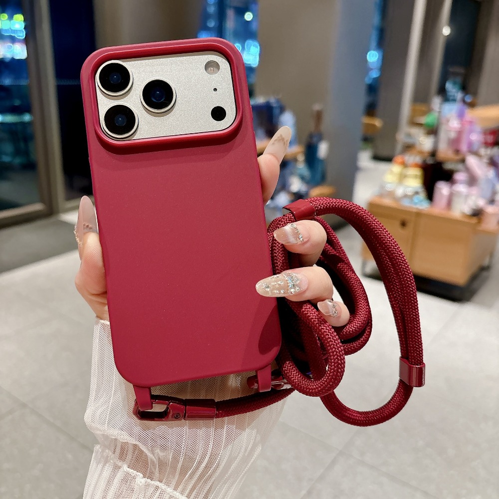 Phone Cases With Charms - Candy Solid Color Crossbody Strap Case