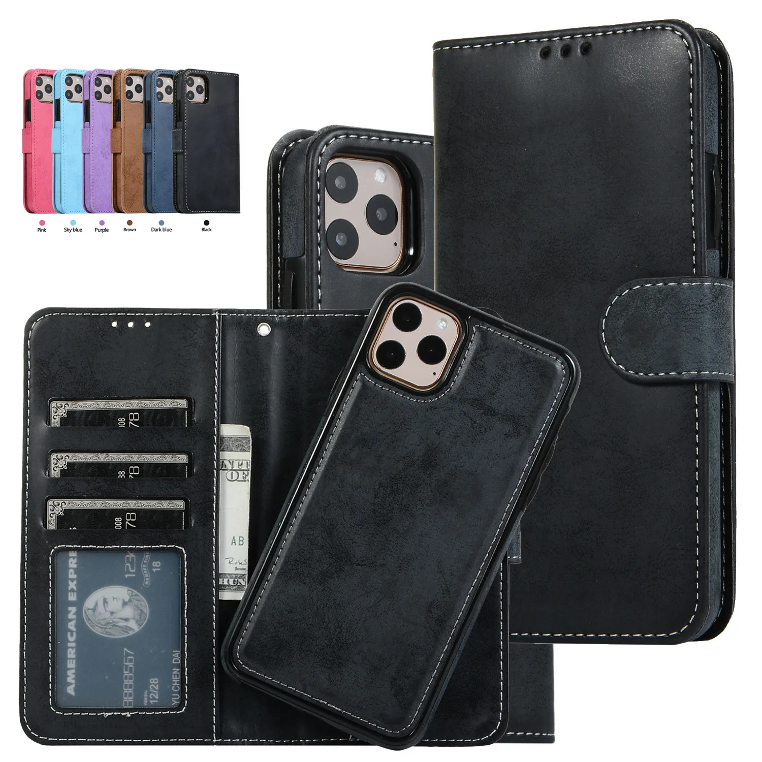 Phone Cases Classy - Luxury Leather Removable Flip Wallet Card