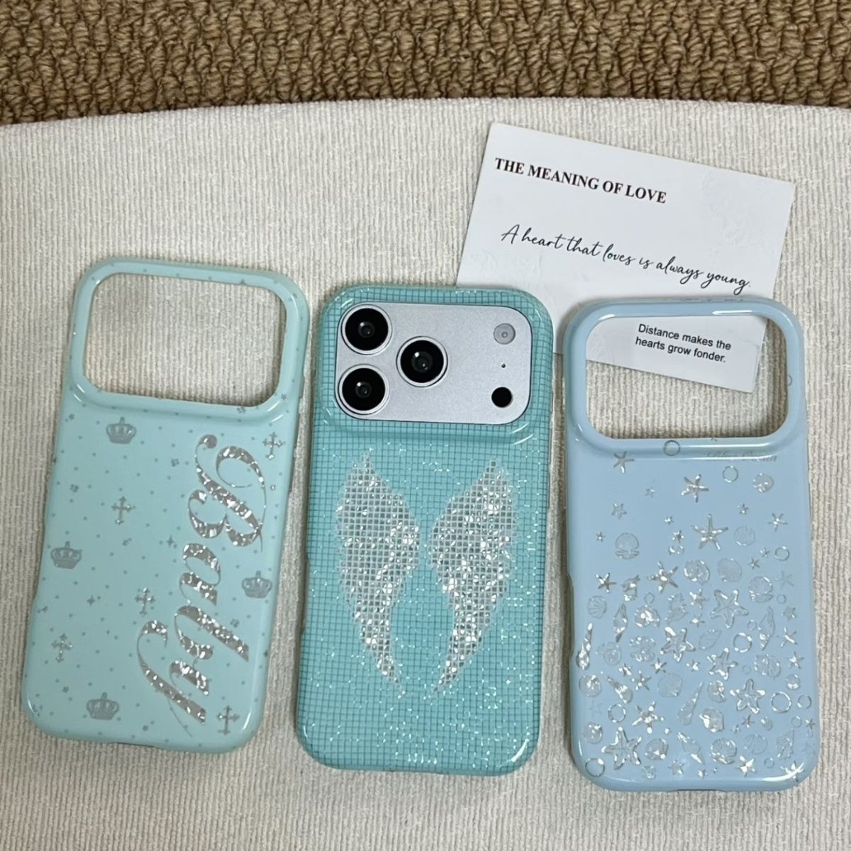 Phone Cases Korea - Korean Ins Mint Colored English Cross