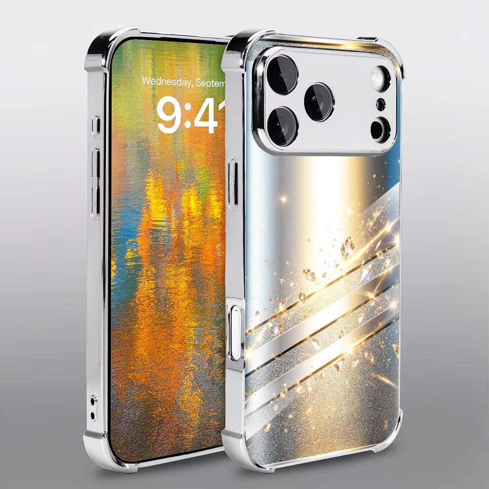 Phone Cases Rhode - Luxurious minimalist silver glass phone case