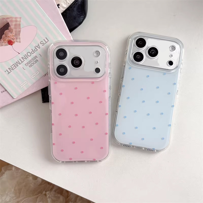 Phone Cases Korea - Korean Ins Girl Simple Blue Pink