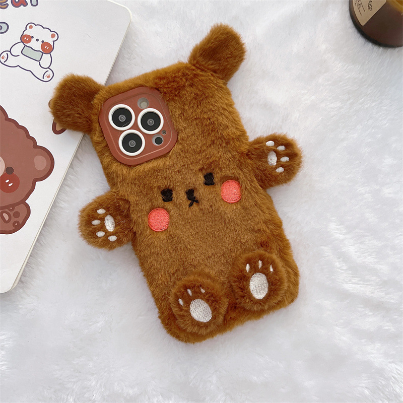 Korean 3D Cartoon Bear Fluffy  - огляд і ціна Phone Cases Iphone 12