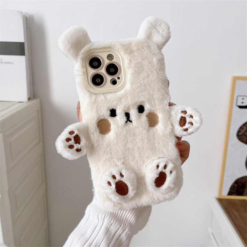 Korean 3D Cartoon Bear Fluffy  - огляд і ціна Phone Cases Iphone 12