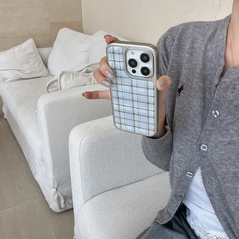 Korean Ins Epoxy Blue Plaid Pa - огляд і ціна Phone Cases Korea