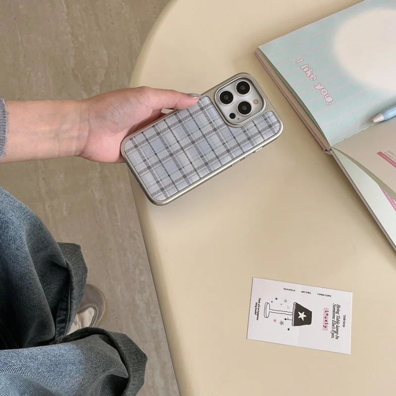 Korean Ins Epoxy Blue Plaid Pa - огляд і ціна Phone Cases Korea