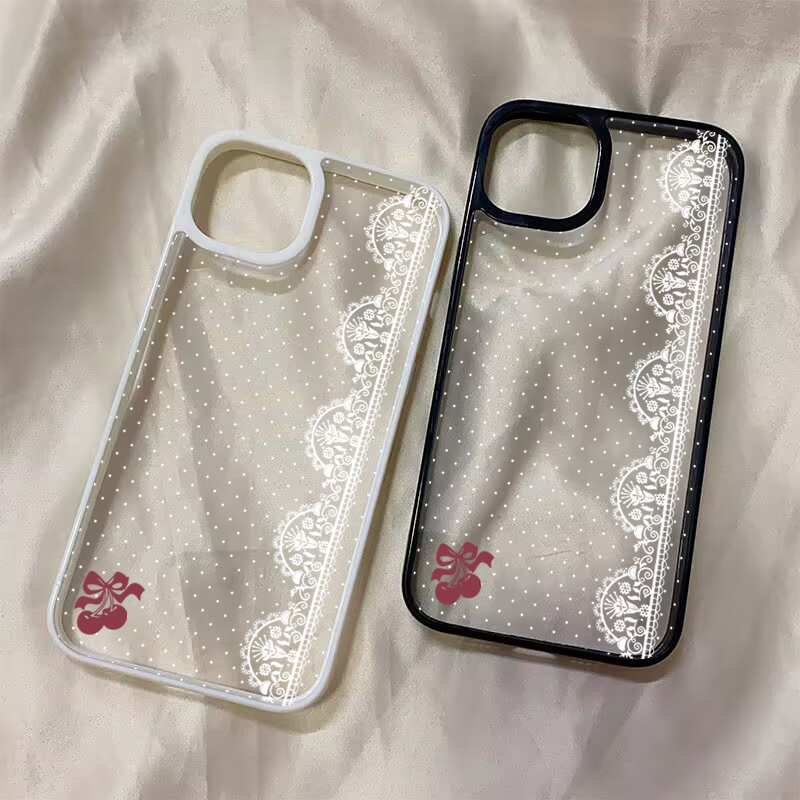 Cute Cherry Bow White Lace Pol - огляд і ціна Phone Cases Cherry