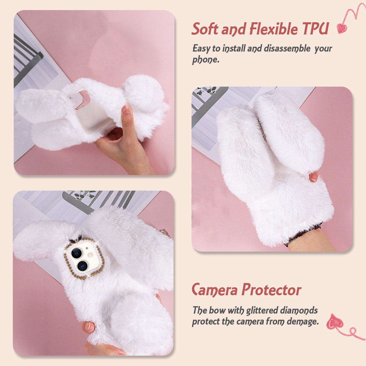 White 6.1 Inch Adorable Rabbit - огляд і ціна Phone Cases Designer
